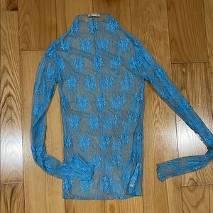 Free People Blue Sheer Floral Top